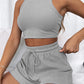Full Size Round Neck Top and Drawstring Shorts Set