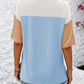 Full Size Color Block Round Neck Half Sleeve T-Shirt