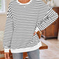 Lovelet Striped Round Neck Long Sleeve Sweatshirt