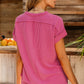 Exposed Seam Star Round Neck Short Sleeve Top