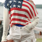 US Flag Boat Neck Long Sleeve Knit Top