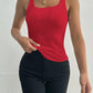 Lace Detail Square Neck Wide Strap Tank