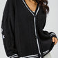 Star Embroidered V-Neck Long Sleeve Cardigan