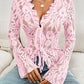 Tied V-Neck Long Sleeve Lace Top