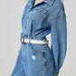 Distressed Button Down Drop Shoulder Denim Jumpsuit