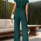 Cutout Cap Sleeve Wide Leg Jumpsuit
