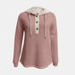 Full Size Waffle-Knit Contrast Long Sleeve Hoodie