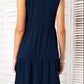 Decorative Button Scoop Neck Sleeveless Tiered Dress