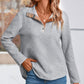Spliced Plaid Quarter-Snap Mock Neck Top