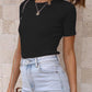 Mandy Ribbed Round Neck Short Sleeve Knit Top