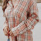Drawstring Plaid Hooded Long Sleeve Shirt
