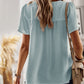 Devine Lace Detail Round Neck Short Sleeve Blouse