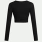 Round Neck Long Sleeve Cropped T-Shirt