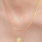 2 Piece 18K Gold-Plated Inlaid Zircon Lucky Clover Necklace