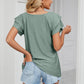 Eyelet Layered Flutter Sleeve V-Neck Knit Top