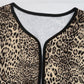 Perfee Leopard Open Front Long Sleeve Jacket