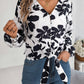 Printed V-Neck Long Sleeve Blouse