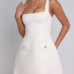 Devine Square Neck Wide Strap Mini Dress