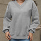 V-Neck Long Sleeve Dropped Shoulder Sweatshirt