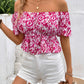 Peplum Printed Off-Shoulder Short Sleeve Blouse