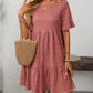 Mandy Ruffled Ruched Round Neck Half Sleeve Dress