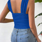 Full Size Textured Square Neck Wide Strap Tank