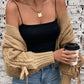 Cable-Knit Tied Open Front Lantern Sleeve Cardigan