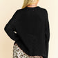 Davi & Dani Star Front Crochet Drop Shoulder Knit Top