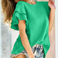 BiBi Ruffle Sleeve Wrinkled Cotton Gauze Top - Brand BiBi