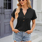 Decorative Button Notched Short Sleeve T-Shirt