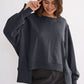 Exposed Seam High-Low Long Sleeve Sweatshirt