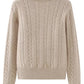 Cable-Knit Half Zip Long Sleeve Sweater