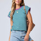 Mandy Contrast Round Neck Cap Sleeve Sweater