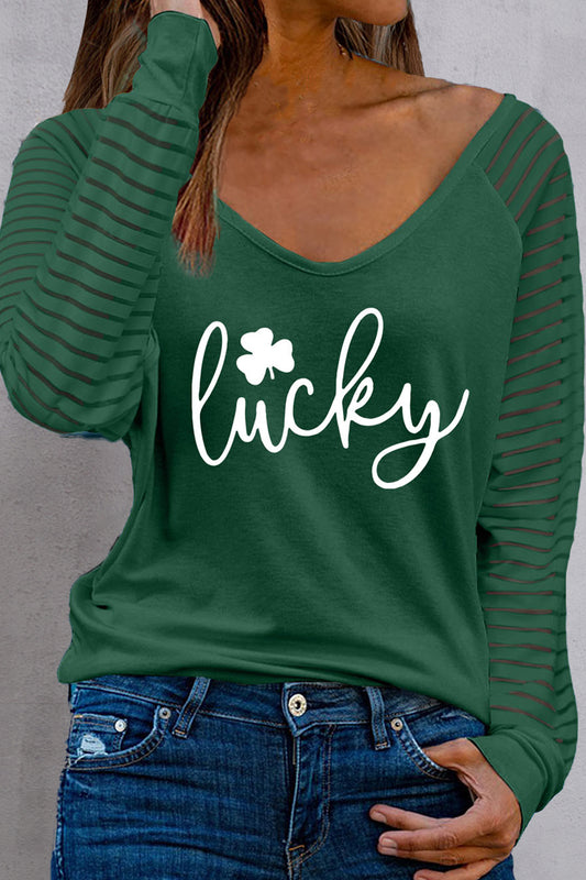 LUCKY Full Size V-Neck Raglan Sleeve Blouse