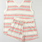 Ivory V-Neck Sleeveless Top and Drawstring Shorts Set