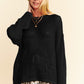Davi & Dani Star Front Crochet Drop Shoulder Knit Top