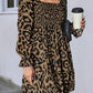 Leopard Smocked Flounce Sleeve Mini Dress