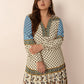 Plus Size Printed V-Neck Balloon Sleeve Maxi Dress