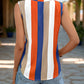Color Block Notched Sleeveless Top