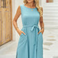 FULL SIZE Tied Round Neck Sleeveless Dress