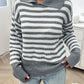 Striped Collared Neck Long Sleeve Sweater