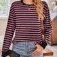 Striped Round Neck Long Sleeve T-Shirt