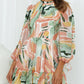 Printed Mock Neck Balloon Sleeve Mini Dress