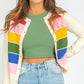 Contrast Button Down Long Sleeve Cardigan