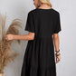 Full Size V-Neck Short Sleeve Mini Dress