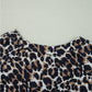 Waffle-Knit Leopard V-Neck Long Sleeve Blouse