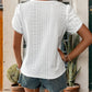 Eyelet V-Neck Petal Sleeve Blouse