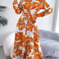 Tied Button Up Long Sleeve Dress