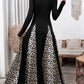 Perfee Leopard Square Neck Long Sleeve Maxi Dress