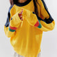 Waffle-Knit Contrast Round Neck Sweater